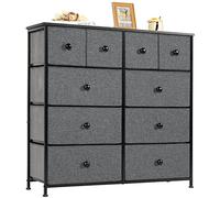 LYNCOHOME Commode avec 10 tiroirs en Tissu, Commode Chambre, Meuble de Rangement, Meuble Chambre, Armoire à tiroirs pour Cuisine, Bureau, Couloir, Meuble TV avec tiroirs