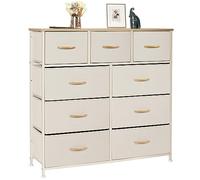 LYNCOHOME Commode avec 9 tiroirs en Tissu, Commode Chambre, Meuble de Rangement, Meuble Chambre, Commode 9 tiroirs, Armoire à tiroirs pour Cuisine, Bureau, Couloir