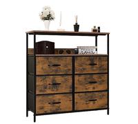 LYNCOHOME Commode, Commode Chambre, Meuble de Rangement, Armoire avec 6 tiroirs en Tissu, Meuble Chambre, Commode 6 tiroirs, Armoire à tiroirs pour Cuisine, Bureau, Couloir