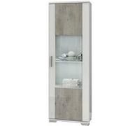 LYNDA - Vitrine 1 Porte Réversible Laqué Blanc et Gris Béton -