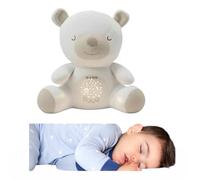 LYNDAY Veilleuse Coranique Bébé Peluche - Doudou Apaisant avec Détecteur de Pleurs, Veilleuse Projection Étoiles, Récitations Coraniques, Aide Sommeil Bébé, Cadeau Naissance Doudou Blanc