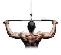 Lyndwin Barre Tirage Musculation, Triceps Biceps Barre de Tirage Musculation Dos en Acier Noir, Prise Large Barre pour Poulie Musculation Appareil Accessoire Sport à Maison