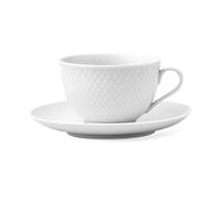 Lyngby Porcelæn Tasse à thé avec soucoupe Rhombe 24 cl Blanc