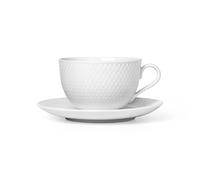 Lyngby Porcelæn Tasse à thé avec soucoupe Rhombe Blanc