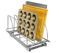 Lynk Professional® Organiseur Coulissant pour Planche à découper, ustensiles de Cuisson et Plateau - Organiseur de Placard de Cuisine extractible - 25,4 cm de Large x 53,3 cm de Profondeur - Chrome