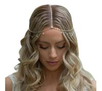 LYNMTPJ Chaîne de tête de mariage avec strass étincelants - Coiffe de mariée réglable en argent pour femmes et filles - Accessoires de cheveux en cristal bohème pour mariée, bal, festival, fête