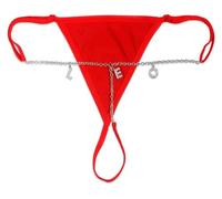 LYNMTPJ Culotte string sexy, chaîne de taille sexy personnalisée, culotte string personnalisée avec nom de lettre et string en cristal(Red)