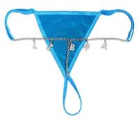 LYNMTPJ Culotte string sexy, chaîne de taille sexy personnalisée, culotte string personnalisée avec nom de lettre et string en cristal(Blue)