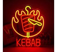 LYNMTPJ Enseigne au néon Kebab à LED, alimentée par USB, for salle de jeux, caverne, club, bar, boutique, décoration murale, anniversaire, Halloween, fête, cadeaux
