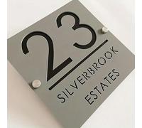 LYNMTPJ Numéros de Maison personnalisés en Acrylique 3D avec Clous - Plaque d'adresse personnalisée for Porte/Mur extérieur(Gray-Black)