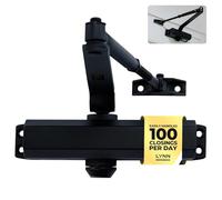 LYNN HARDWARE Medium Duty Commercial Door - DC6003 Auto Door Closer, Surface-Mounted, Size 3 for Home & Light Commercial, Matte Black