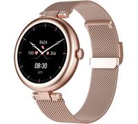 Lynn Montre Connectée Femme Bracelet Acier Ronde Petite 1,09 Pouce Elegante Smartwatch Montre Sport Cardio Podometre Connecté Marche Saturation Oxygène Multifonctions Or[Dai6280994]