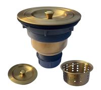 LYNNADO Kit d’assemblage de filtre d’évier de cuisine avec crépine, panier de vidange, bouchon et couvercle en acier inoxydable 304, 8,9 cm, doré
