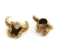 LynnAround Anneaux en bronze avec cornes de casque viking nordique et perles pour barbe