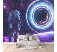 LYNNB Astronaute Papier Peint 3D Panoramique Galaxie Du Rêve Pourpre Papier Peint intissé pour Salon Chambre Décoration Murale Moderne Poster Tableaux Photo Muraux 250×175 cm (L x H)