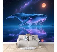 LYNNB Baleine Papier Peint 3D Panoramique Baleine à Bosse Violette De Dream Galaxy Papier Peint intissé pour Salon Chambre Décor Murale Moderne Poster Tableaux Photo Muraux 250×175 cm (L x H)