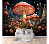 LYNNB Champignon Papier Peint 3D Panoramique Forêt De Champignons Fantastiques Papier Peint intissé pour Salon Chambre Décoration Murale Moderne Poster Tableaux Photo Muraux 250 × 175 cm (L x H)