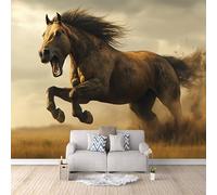 LYNNB Cheval Papier Peint 3D Panoramique Animaux Des Prairies De L'Ouest, Chevaux Papier Peint Intissé Photo Mural pour Salon Chambre à Coucher D'Enfant TV Fond Décor Mural 200×140cm (L x H)