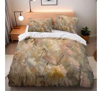 LYNNB Fleurs Housse de Couette 155x220 Plantez des Rosiers Parure de Lit 1 Personne en Microfibre avec Fermeture Éclai, Ensemble de Literie avec Parure de Couette + 2 Taies d'oreiller