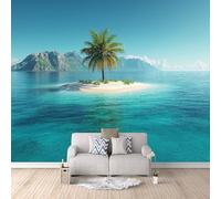 LYNNB Palmiers Papier Peint 3D Plage D'été Mer Papier Peint Panoramique Pour Salon Chambre Décoration Murale, Intissé Murale Restaurant Couloir TV Fond Mural 150×105cm (L x H)