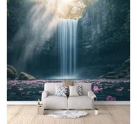 LYNNB Papier Peint Panoramique 3D Automne Intissé Photo Mural Moderne Poster Salon Chambre Mur de fond TV Décoration de Maison - Cascade Forest Sunlight Papier Peint 400×280cm (L x H)