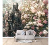 LYNNB Papier Peint Panoramique 3D Chevaliers Romains Intissé Photo Mural Moderne Poster Salon Chambre Mur de fond TV Décoration de Maison - Fleurs Médiévales Vintage Papier Peint 400×280cm (L x H)
