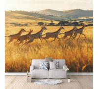 LYNNB Papier Peint Panoramique 3D Girafe Intissé Photo Mural Moderne Poster Salon Chambre Mur de fond TV Décoration de Maison - Girafe Des Prairies Africaines Papier Peint 400×280cm (L x H)