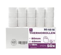 LYNNE - Rouleau Thermique 80x40x12 - Bobine 80x40 pour imprimante - Rouleau imprimante thermique 80mm x 18m x 12mm - Sans BPA - [50x]