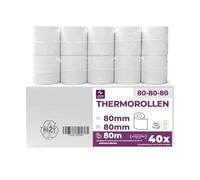 LYNNE - Rouleau Thermique 80x80x12 - Bobine 80x80 pour imprimante - Rouleau imprimante thermique 80mm x 80m x 12mm - Sans BPA - [40x]