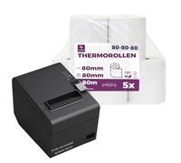 LYNNE - Rouleau Thermique 80x80x12 - Bobine 80x80 pour imprimante - Rouleau imprimante thermique 80mm x 80m x 12mm - Sans BPA - [5x]