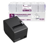 LYNNE - Rouleau Thermique 80x80x12 - Bobine 80x80 pour imprimante - Rouleau imprimante thermique 80mm x 80m x 12mm - Sans BPA - [10x]