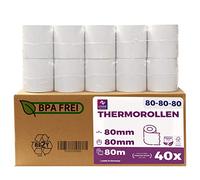LYNNE - Rouleau Thermique 80x80x12 - Bobine 80x80 pour imprimante - Rouleau imprimante thermique 80mm x 80m x 12mm - Sans BPA - [40x]