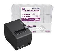 LYNNE - Rouleau Thermique 80x80x12 - Bobine 80x80 pour imprimante - Rouleau imprimante thermique 80mm x 80m x 12mm - Sans BPA - [20x]