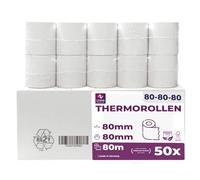 LYNNE - Rouleau Thermique 80x80x12 - Bobine 80x80 pour imprimante - Rouleau imprimante thermique 80mm x 80m x 12mm - Sans BPA - [50x]