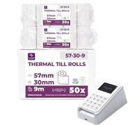LYNNE - Rouleau TPE Carte Bancaire 57x30x12 - Bobine papier thermique 57mm x 9m x 12mm - Papier Rouleaux TPE - Rouleau CB de caisse thermique 57mm - sans BPA - [50x]