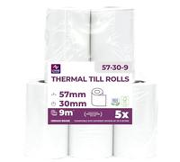 LYNNE - Rouleau TPE Carte Bancaire 57x30x12 - Bobine papier thermique 57mm x 9m x 12mm - Papier Rouleaux TPE - Rouleau CB de caisse thermique 57mm - sans BPA - [5x]