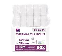 LYNNE - Rouleau TPE Carte Bancaire 57x35x12 - Bobine papier thermique 57mm x 14m x 12mm - Papier Rouleaux TPE - Rouleau CB de caisse thermique 57mm - sans BPA - [50x]