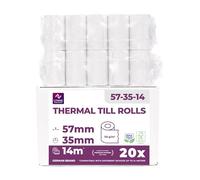 LYNNE - Rouleau TPE Carte Bancaire 57x35x12 - Bobine papier thermique 57mm x 14m x 12mm - Papier Rouleaux TPE - Rouleau CB de caisse thermique 57mm - sans BPA - [20x]