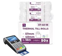 LYNNE - Rouleau TPE Carte Bancaire 57x40x12 - Bobine papier thermique 57mm x 18m x 12mm - Papier Rouleaux TPE - Rouleau CB de caisse thermique 57mm - sans BPA - [50x]