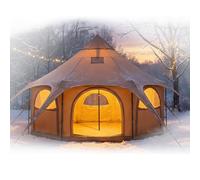 LYNNEYING 450×280cm Tente Bell en Toile, Yurt 4 Saisons pour Le Camping avec Orifice pour Poêle, Respirante, Acceuille Jusqu'à 15 Personnes, Camping Familial Chasse Outdoor Fête