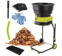 LYNNEYING Broyeur Feuilles Électrique, Broyeur de Feuilles Sans Lame Moteur 15A 2500W, Capacité 55 Gallons/Min, Trémie 53cm, Lignes Coupe Supplémentaires, Texture De Compost Ajustable(Powercord*20m)
