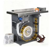 LYNNEYING Étiqueteuse Angle Droit, Étiqueteuse 90° Semi-Auto, 15-30 Pcs/Min, Capteur Lumineux, 200W, Corps Métallique, Étiquettes φ25-30mm, Précision ±0.5mm, Boîtes Alimentaires/Pharmaceutiques