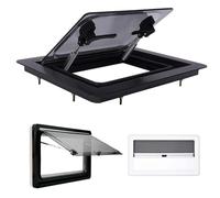 LYNNEYING Fenêtre Latérale de VR, Ventilation Camper à Poussoir, Charnière Supérieure avec Filet, Aluminium, Acrylique Teinté, Install Facile pour Caravane/Camping-Car/Remorque(1450*550)