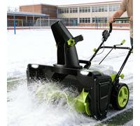 LYNNEYING Kit Souffleuse À Neige Sans Fil, Souffleuse Électrique, Vis Sans Fil 50Cm, Moteur Sans Balais 3500W, Portée 7,6M, Lumière Led, 2×4,0Ah Batteries, Pour Allées, Terrasses, Écoles Et Propriétés