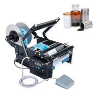 LYNNEYING Machine D'Étiquetage Semi-Automatique, Applicateur Électrique avec Réglages, Étiquetage sans Bulles, pour Pots/Cans en Plastique, Verre, Métal(Standard)