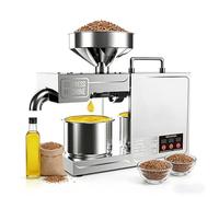 LYNNEYING Presse à Huile Commerciale Automatique, Machine à Huile Électrique 820W Froide/Chaude, Inoxydable, Extracteur d’Huile à Haut Rendu pour Lin/Ricin/Cannabis/Perilla/Colza/Sésame