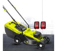 LYNNEYING Tondeuse Électrique 40V, Tondeuse à Gazon sans Fil Autotractée avec 2x4.0Ah Batteries, Autonomie Prolongée, Coupe 33Cm, 3 Réglages Hauteur, Sac Collection 45L, pour Jardin(2 Batteries)