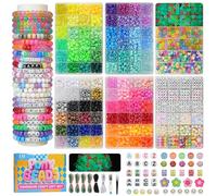 Lynnmos 6 Boîtes Pony Perles pour Bracelet, 4400Pcs 110 Couleurs - Kit de Création de Bracelets, Activité Manuelle Enfant avec Perles à Lettres - Idée Cadeau pour Fille 6 7 8 Ans et Ado