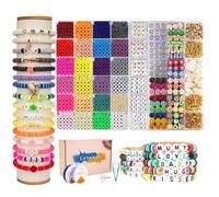 Lynnmos Perles pour bracelet, Kit 7200+ pièces, Perles heishi plates 6mm, 2 boîtes lettres DIY, Création bijoux bracelets colliers - Cadeau filles, Bracelet de l'amitié