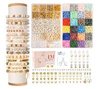 Lynnmos Perles pour bracelet, Kit 8000+ pièces, Perles heishi plates 6mm, 2 boîtes lettres DIY, Création bijoux bracelets colliers - Cadeau filles, Bracelet de l'amitié